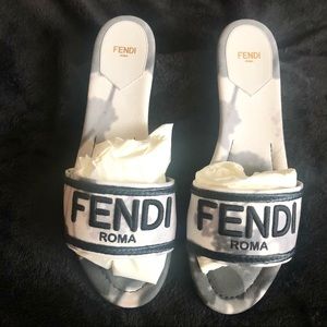 Fendi Tie Die Canvas Slides *Good Condition